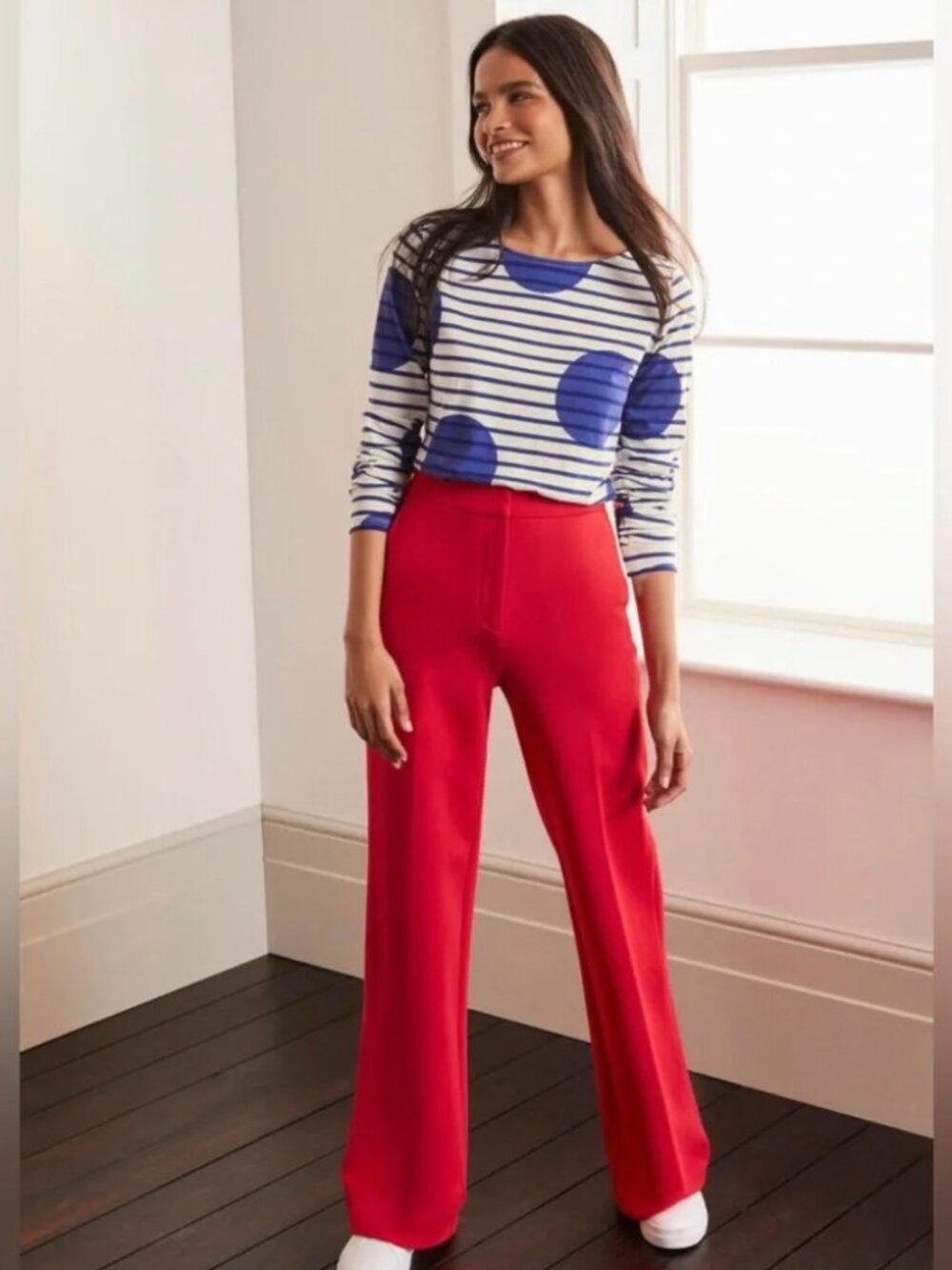 Boden Breton Striped Shirt with Polka Dots